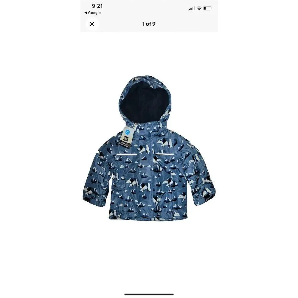 Lily & Dan Kids Winter Coat 2T Blue Polar Bear Mountain Theme Hooded